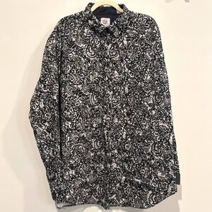 Kilburne & Finch Mens Button Up Shirt 3XLT Paisley Floral Flocked Retro 21197